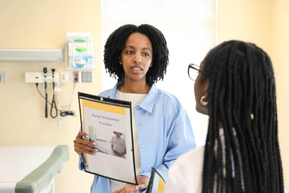 Participants role play during the Respectful Maternity Care Simulator